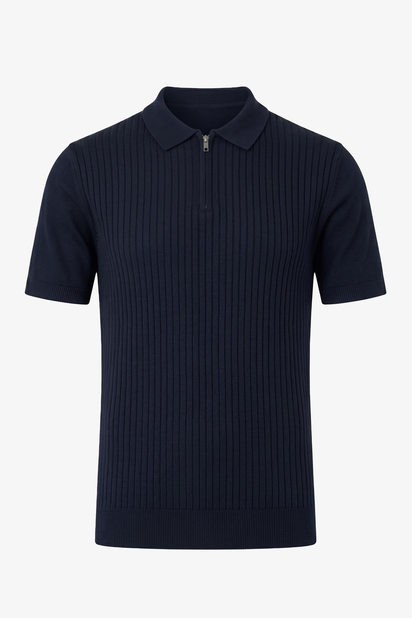 Polo zippé en maille marine pour homme