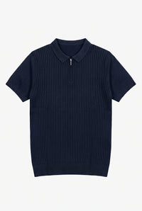 Polo zippé en maille marine pour homme