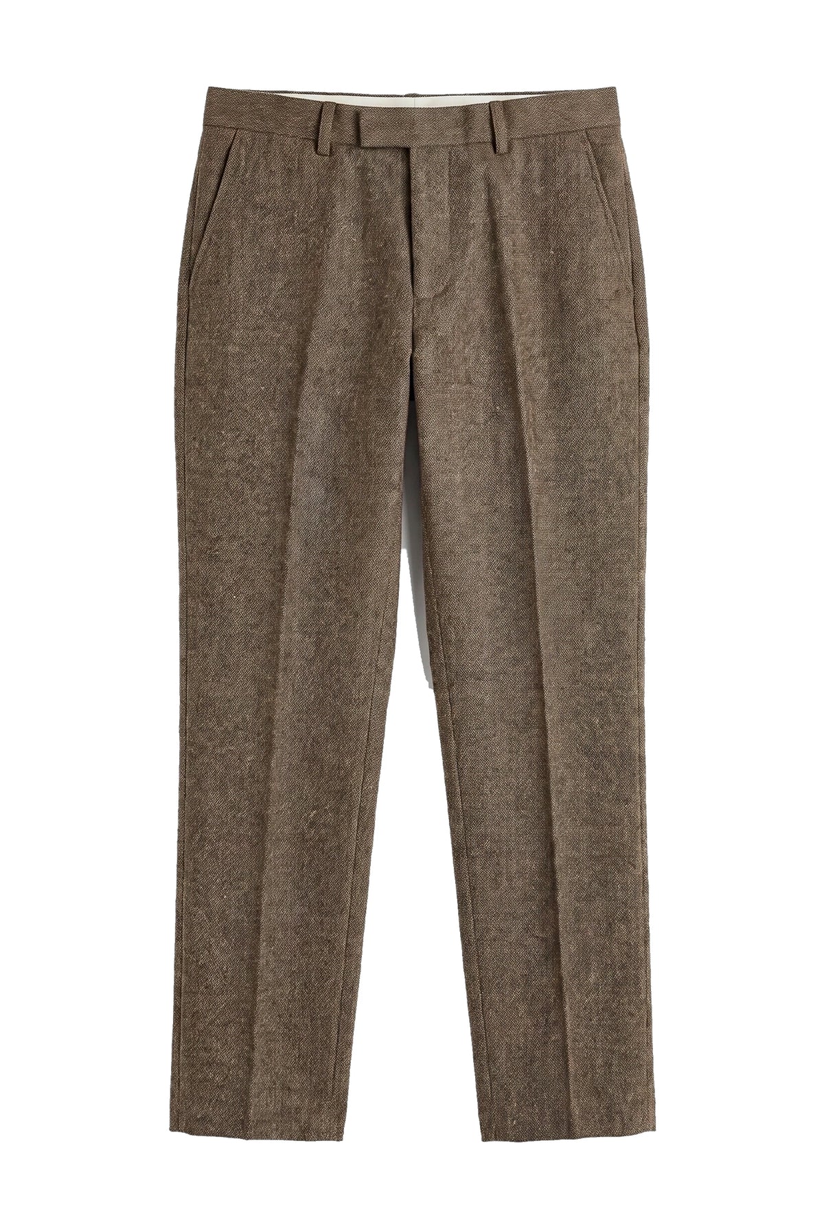 Oscar - Pantalon en tweed marron mélangé laine pour homme