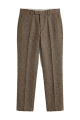 Oscar - Pantalon en tweed marron mélangé laine pour homme