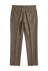 Oscar - Pantalon en tweed marron mélangé laine pour homme
