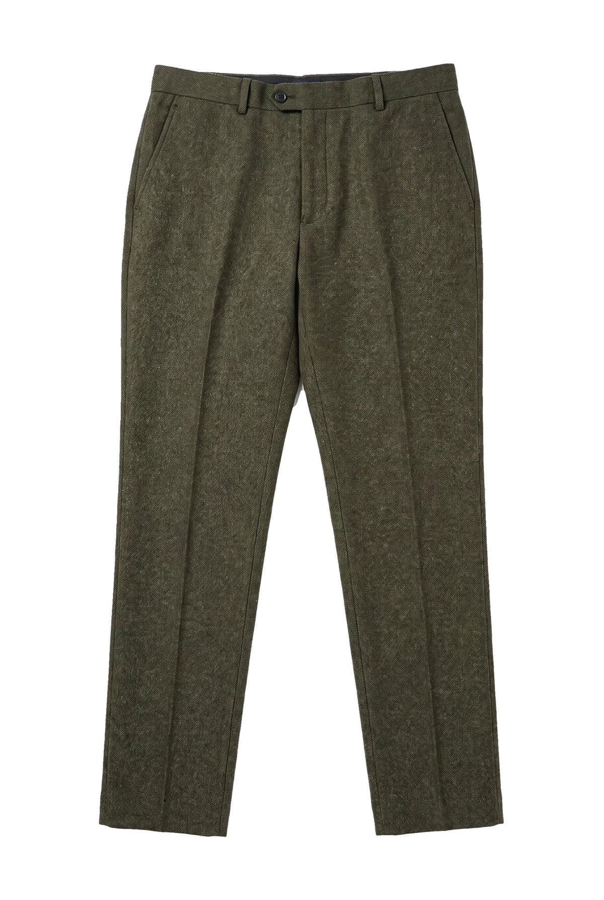 Oscar - Pantalon en tweed vert olive mélangé laine pour homme