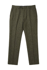 Oscar - Pantalon en tweed vert olive mélangé laine pour homme