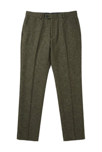 Oscar - Pantalon en tweed vert olive mélangé laine pour homme