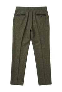 Oscar - Pantalon en tweed vert olive mélangé laine pour homme