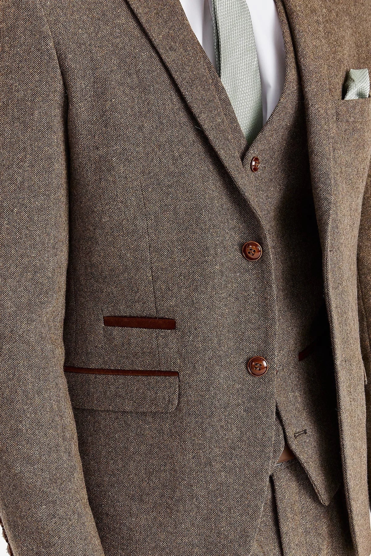 Oscar - Costume trois pièces pour homme en tweed de laine mélangée marron