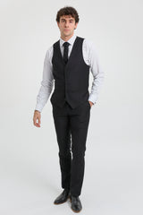 Paul Andrew Parker - Costume trois pièces noir pour homme, coupe ajustée, style classique de portier, pour deuil et funérailles