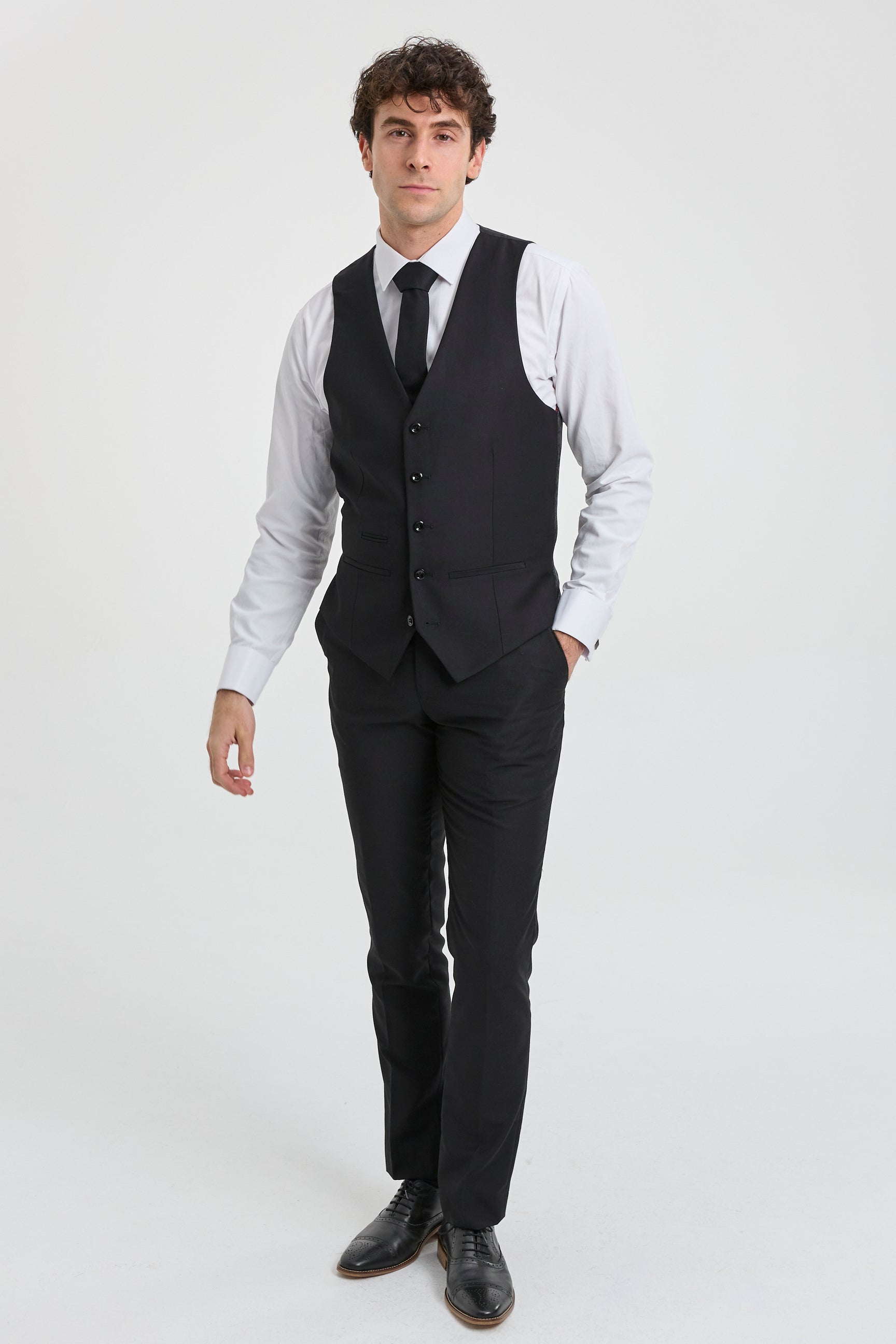 Paul Andrew Parker - Costume trois pièces noir pour homme, coupe ajustée, style classique de portier, pour deuil et funérailles