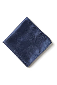 Cravate bleu marine à motif cachemire, coffret cadeau avec pochette, boutons de manchette et cravate en satin fleuri