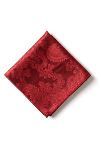Cravate rouge à motif cachemire, coffret cadeau avec pochette, boutons de manchette et cravate en satin fleuri