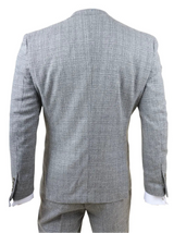 Costume trois pièces pour homme, gris à carreaux classiques, coupe ajustée