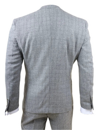 Costume trois pièces pour homme, gris à carreaux classiques, coupe ajustée
