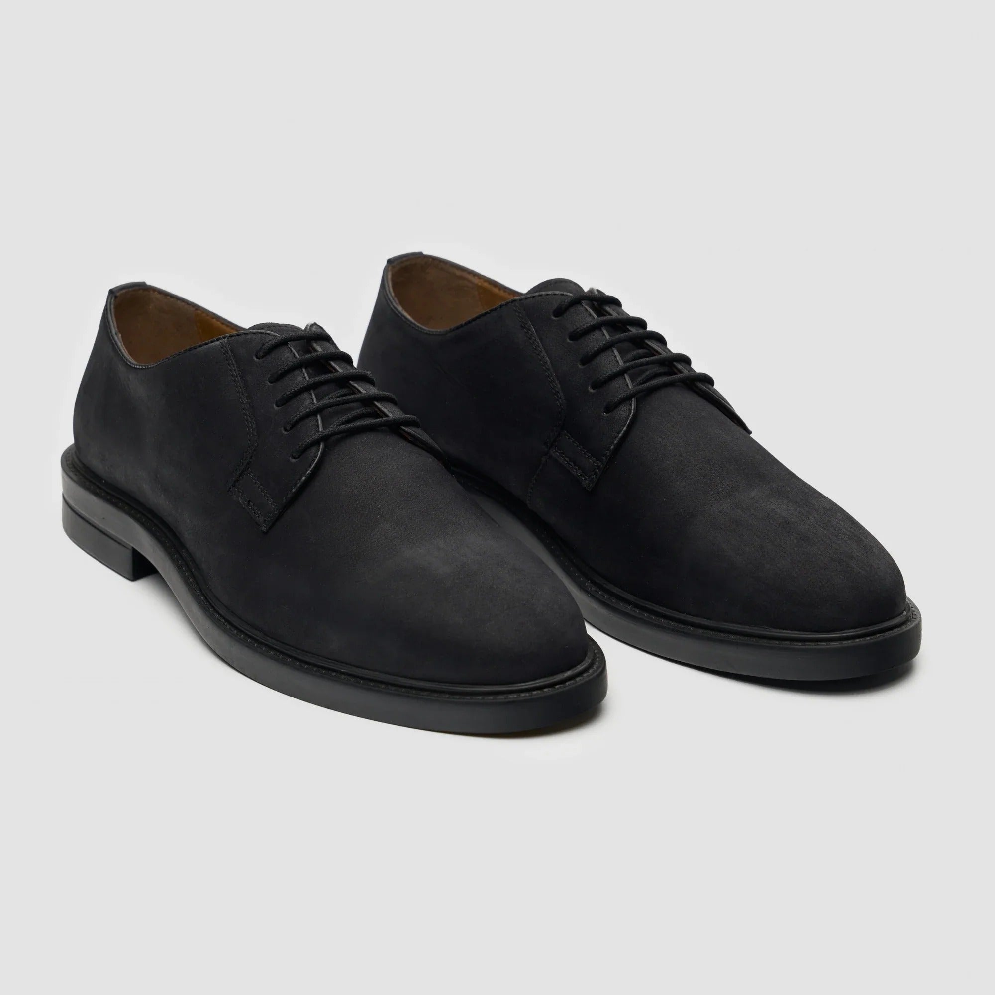 Pedro - Chaussures Derby à lacets en daim noir mat pour homme