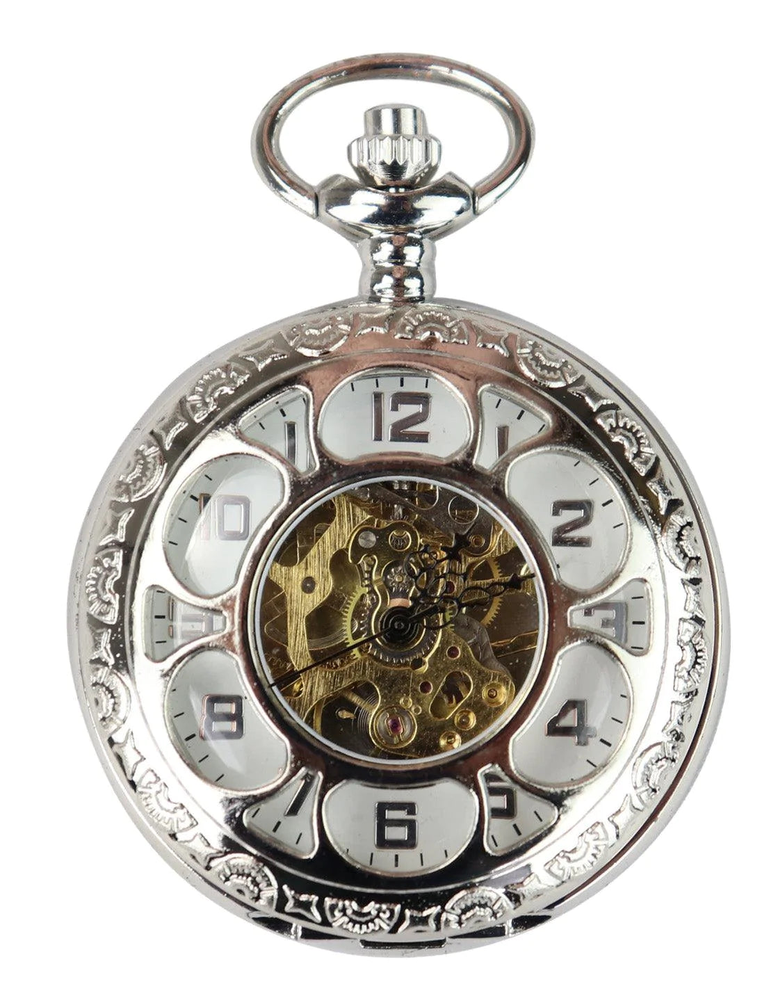 Silver Color Vintage Mechanical Pocket Watch