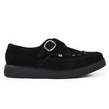 Chaussures à plateforme à boucle en daim noir pointu Creeper