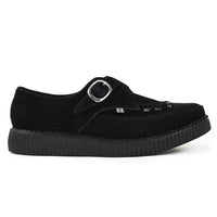 Chaussures à plateforme à boucle en daim noir pointu Creeper