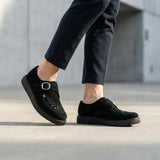 Chaussures à plateforme à boucle en daim noir pointu Creeper