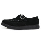 Chaussures à plateforme à boucle en daim noir pointu Creeper