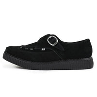 Chaussures à plateforme à boucle en daim noir pointu Creeper