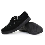 Chaussures à plateforme à boucle en daim noir pointu Creeper