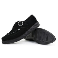 Chaussures à plateforme à boucle en daim noir pointu Creeper