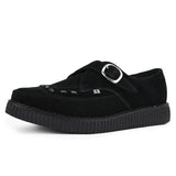 Chaussures à plateforme à boucle en daim noir pointu Creeper