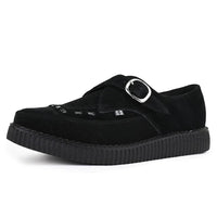 Chaussures à plateforme à boucle en daim noir pointu Creeper