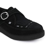 Chaussures à plateforme à boucle en daim noir pointu Creeper
