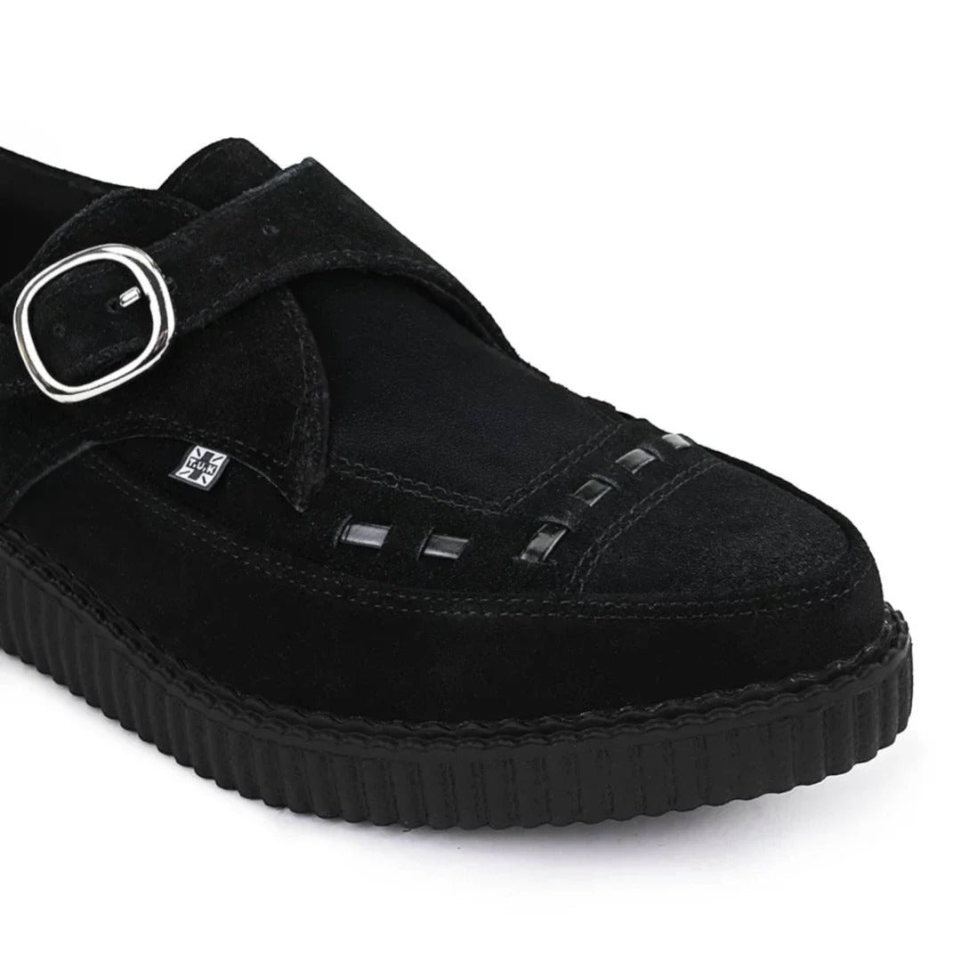 Chaussures à plateforme à boucle en daim noir pointu Creeper