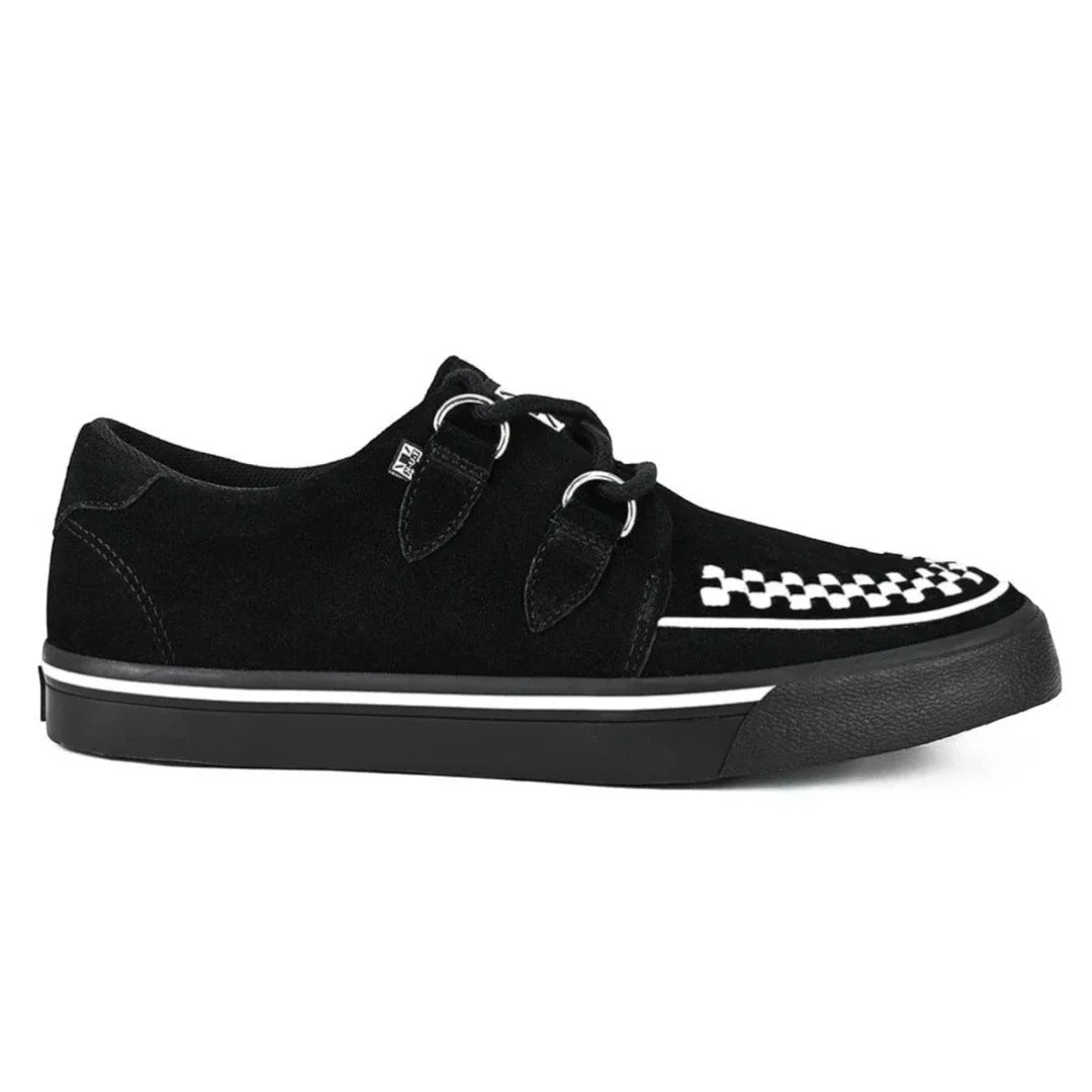 Baskets Creeper pointues à plateforme en daim noir et blanc