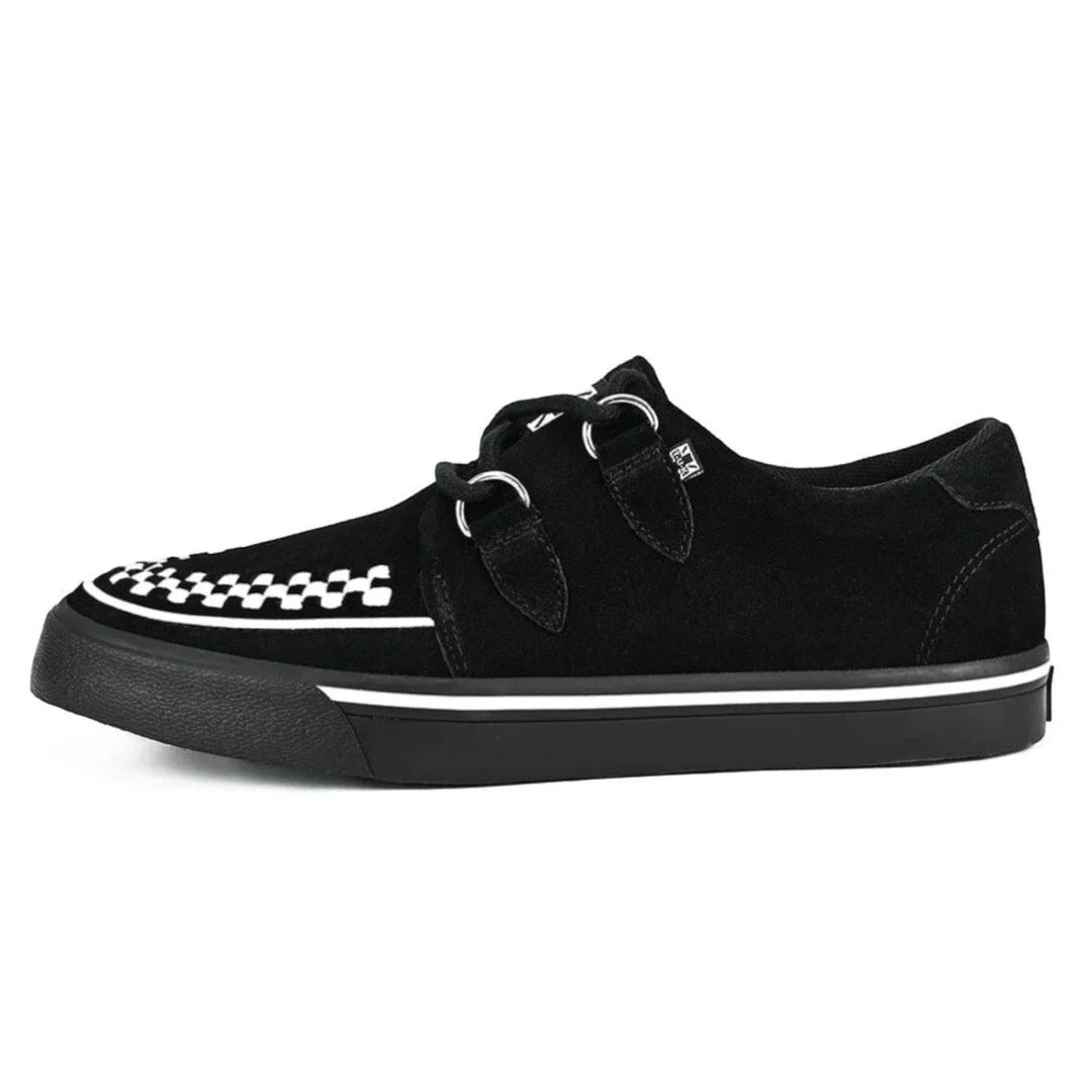 Baskets Creeper pointues à plateforme en daim noir et blanc