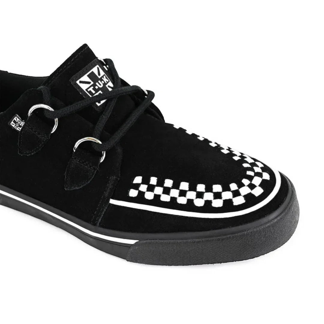 Baskets Creeper pointues à plateforme en daim noir et blanc