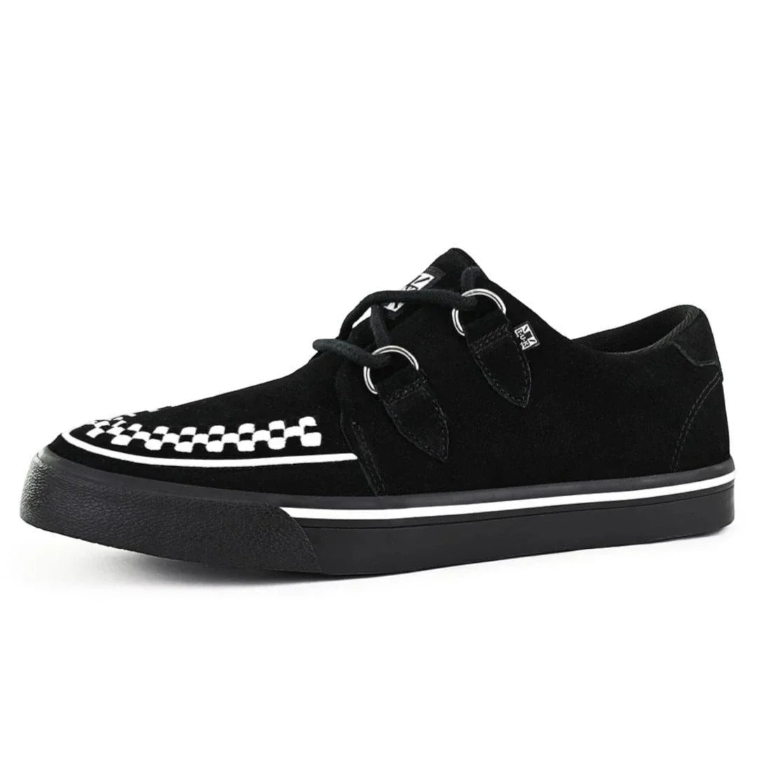 Baskets Creeper pointues à plateforme en daim noir et blanc