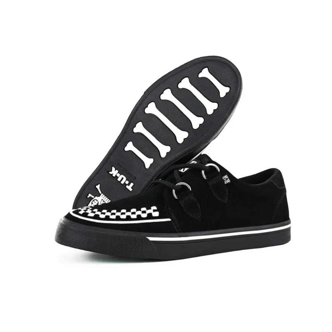 Baskets Creeper pointues à plateforme en daim noir et blanc
