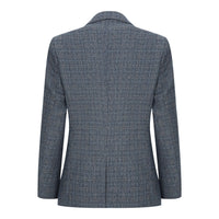 Boys 3 Piece Suit Navy Blue Tweed Check Vintage Retro Tailored Fit 1920s