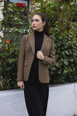 Ralph - Blazer en tweed marron pour femme, coupe ajustée