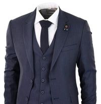 Navy-Blue Pinstripe 3 Piece Suit - RC20-31