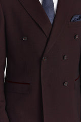 Regent - Blazer croisé à carreaux Brugundy pour homme