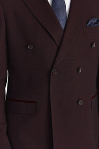 Regent - Blazer croisé à carreaux Brugundy pour homme