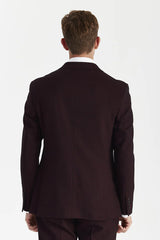 Regent - Blazer croisé à carreaux Brugundy pour homme