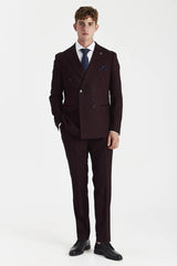 Regent - Blazer croisé à carreaux Brugundy pour homme