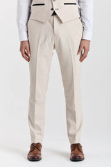 Regent - Costume de mariage trois pièces à carreaux crème pour homme