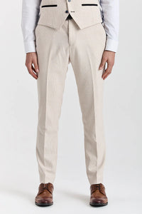 Regent - Costume de mariage trois pièces à carreaux crème pour homme