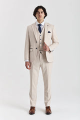 Regent - Costume de mariage trois pièces à carreaux crème pour homme