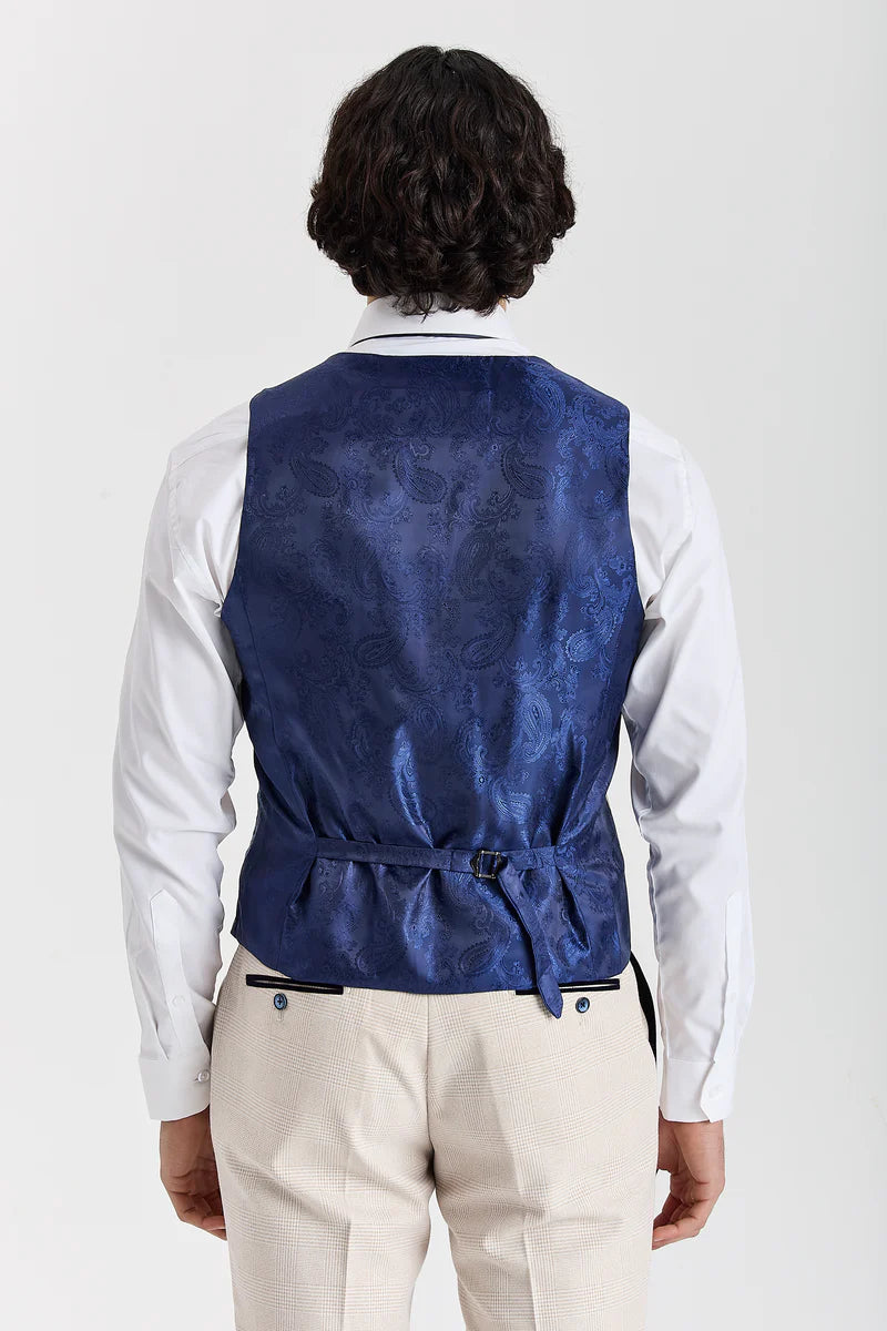 Regent - Gilet à carreaux crème pour homme