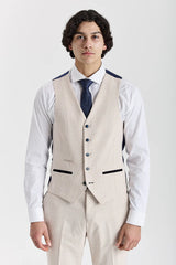 Regent - Gilet à carreaux crème pour homme