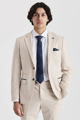 Regent - Blazer à carreaux crème style mariage pour hommes
