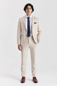 Regent - Blazer à carreaux crème style mariage pour hommes