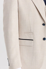 Regent - Blazer à carreaux crème style mariage pour hommes