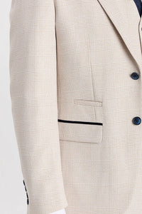 Regent - Blazer à carreaux crème style mariage pour hommes